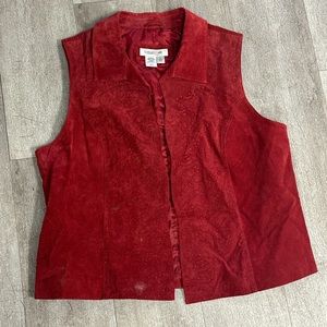 Red Coldwater Creek Leather Vest